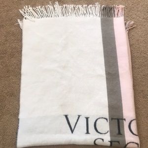 Victoria secret pink/grey/white lap blanket